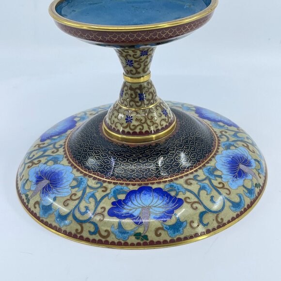 vintage chinese cloisonné enamel pedestal bowl - Picture 5 of 8